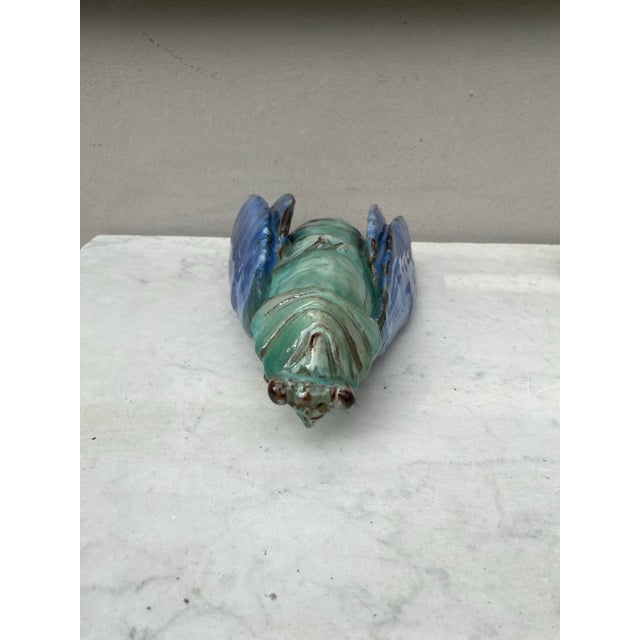 Large Terracotta Majolica Cicada Bavent Normandy. Height / 9.5 inches.
