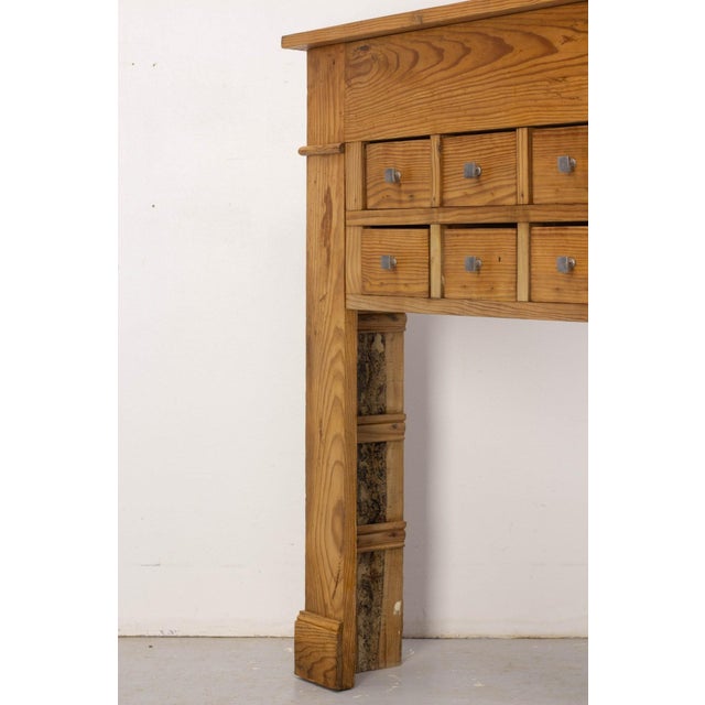 Pine Mantelpiece with Eight Drawers, France, 1920 For Sale - Image 4 of 14