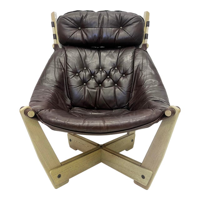 Vintage Luna Lounge Chair 　 Odd Knutsen Vintage Modern Leather Lounge Luna Chair by Odd Knutsen for
