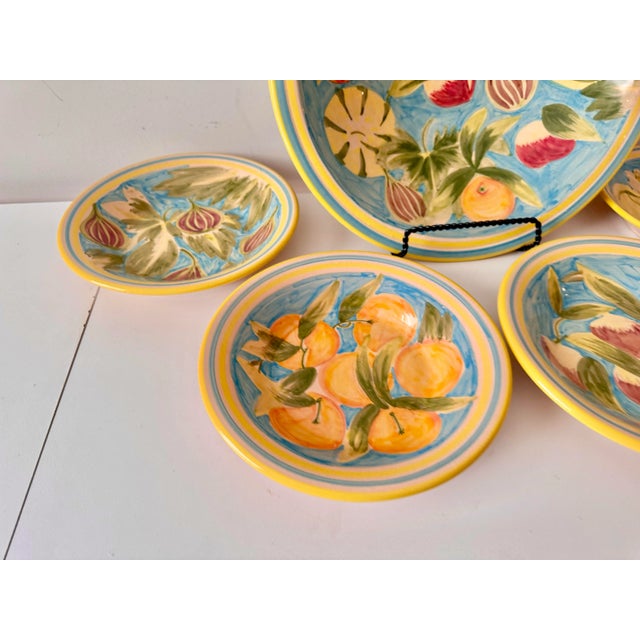 Late 20th Century Hand Painted Vegetable 5 Piece Ceramic Serving Bowl Set For Sale - Image 9 of 10