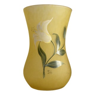 Art Deco Glass Yellow and Green Baluster Vase in Pâte De Verre, 1940 For Sale