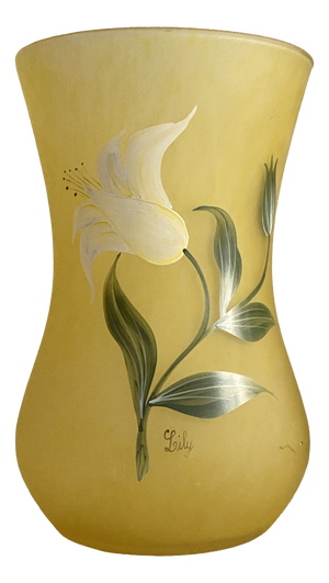 Art Deco Glass Yellow and Green Baluster Vase in Pâte De Verre, 1940