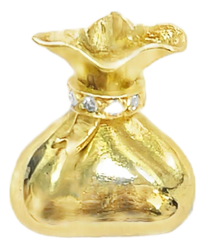 18k Yellow Gold Vintage Money Bag Charm