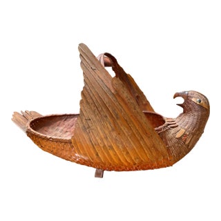 Mid 20th Century Large Woven Wicker Bird Basket For Sale