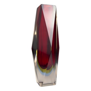 Red Sommerso Murano Glass Vase, 1970s For Sale