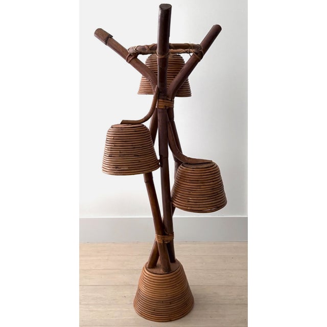 Circa 1965 Italian Bamboo and Rattan Plant Stand For Sale - Image 4 of 16
