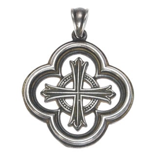 large Retired James Avery complex cross Pendant in sterling For Sale