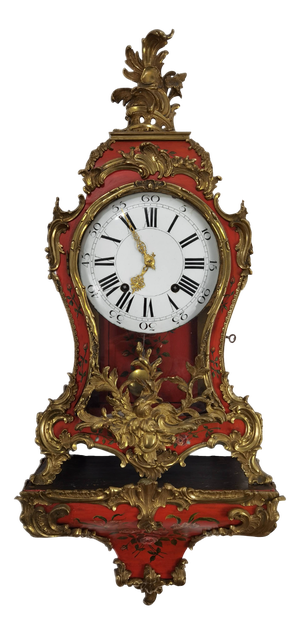 Antique Neuchâtel Pendulum Clock with Console, 1760-80, with Three Bells, 1770