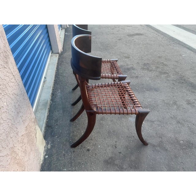 Brown Pair of Mid Century Solid Walnut Klismos Chairs For Sale - Image 8 of 9