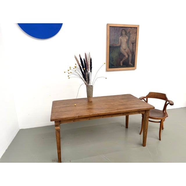 Oak Farmhouse Table with Tapered Pine Legs, France, 1950s For Sale - Image 17 of 18