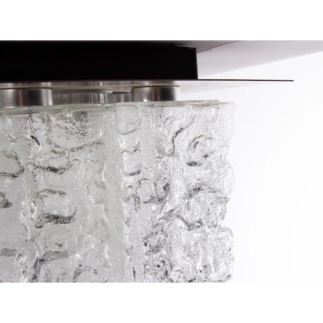 Gold Large German Square Glass & Brass Flush Mount from Limburg, 1960 For Sale - Image 8 of 13