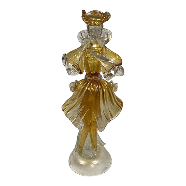 Vintage Golden Gentleman Murano Glass Figurine For Sale
