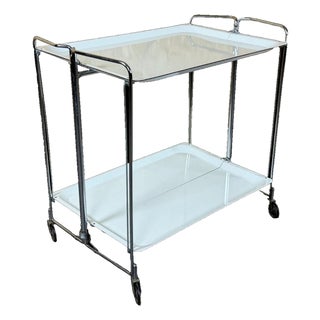 Space Age Chrome and White Serving Trolley, 1960s-1970s For Sale