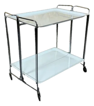 Space Age Chrome and White Serving Trolley, 1960s-1970s