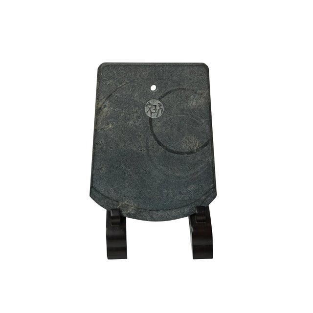 Stone Oriental Stone Ritual Knife Shape Carving Display Plaque Art For Sale - Image 7 of 12