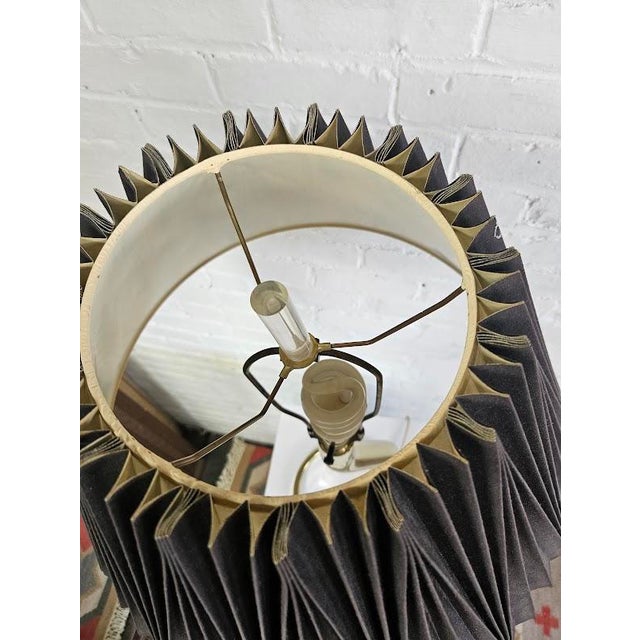 Postmodern Bass Squiggle Table Lamp With Pleated Shade For Sale - Image 3 of 8