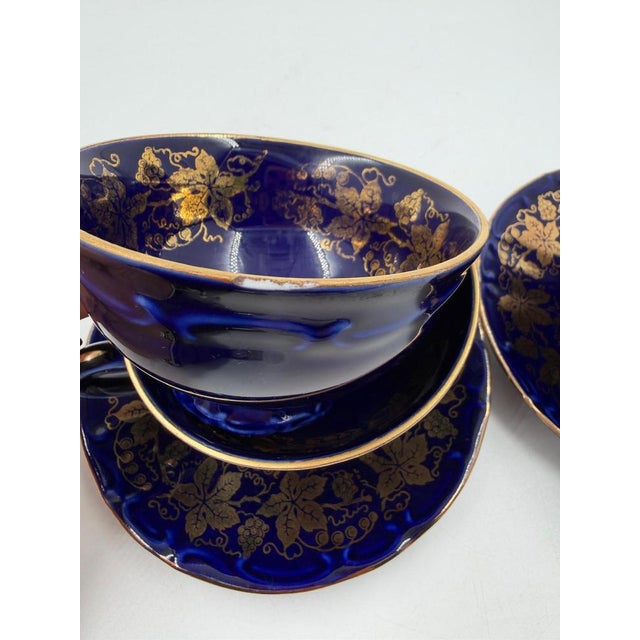 Art Deco Cobalt Porcelain Service from Bareuther, 1940s, Set of 12 For Sale - Image 11 of 18