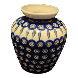 Vintage MCM Boleslawiec Polish Pottery 6" Vase For Sale