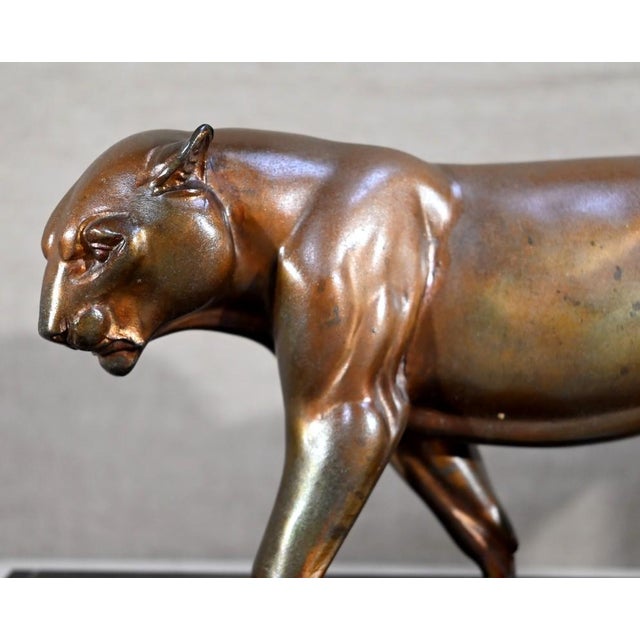 Metal Art Deco Lionesses Sculpture, 1940, Regula For Sale - Image 7 of 18