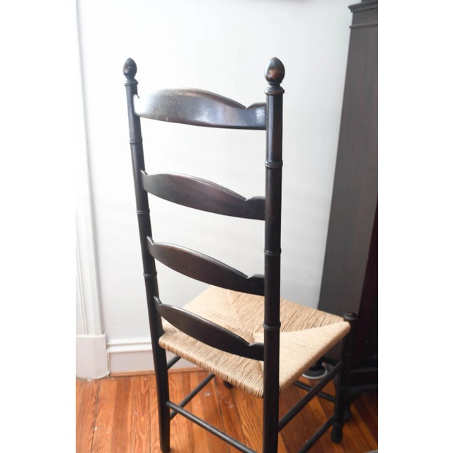 20th Century Antique English Ladder Back Chair Faux Bamboo Rush Seat For Sale In Washington DC - Image 6 of 10