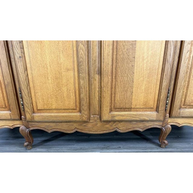Wood Vintage French Louis XVI Style Oak 4-Door Armoire For Sale - Image 7 of 11