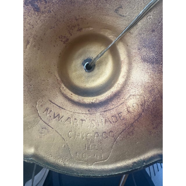 Antique n.w. Art Shade Co. Slag Glass Table Lamp For Sale - Image 15 of 17