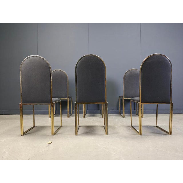 Vintage Brass Dining Chairs attributed to Belgochrom, 1970s, Set of 5 For Sale - Image 6 of 15