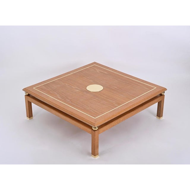 Coffee Table in Oak and Brass by Tommaso Barbi, Italy, 1970s For Sale - Image 13 of 18