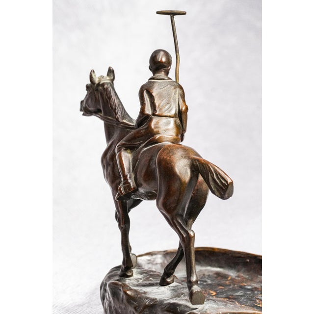 Brown Antique Austrian Bronze Horse Polo Player Statue Sculpture Catchall Equestrian Desk Jewelry Dresser Home Decor For Sale - Image 8 of 17