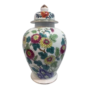 12" Floral Chrysanthemum Asian Urn Vase