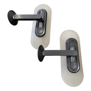 Jill Wall Sconces in Frosted Glass and Steel from Arteluce, 1970s, Set of 2 For Sale