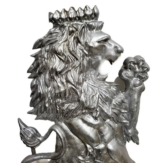 English Decorative Cast Aluminum Britannic Fighting Lions Plaques - A Pair For Sale - Image 3 of 5