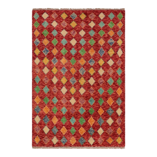 Eclectic Balochi Red/Blue Wool Rug - 3'3''x5'0'' For Sale