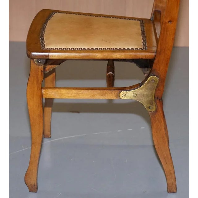 Solid Fruitwood Brass Fitting Military Campaign Folding Chair, 1890s For Sale - Image 16 of 18