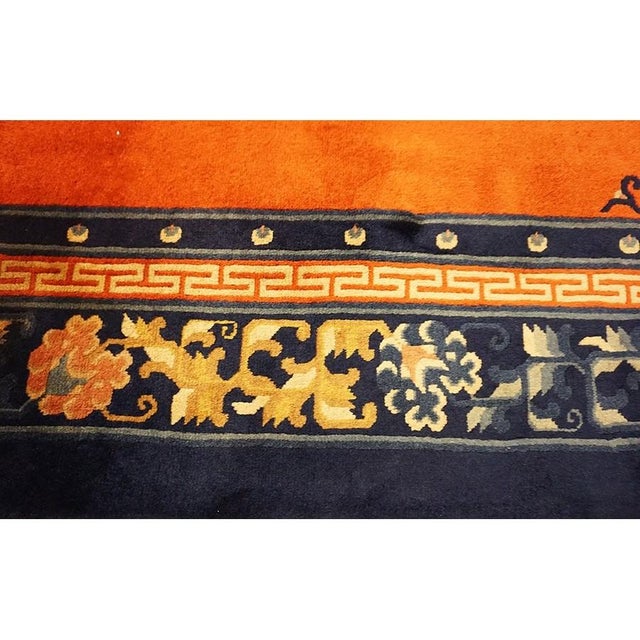 Orange 1980s Vintage Large Oversized Yellow Peking Chinese Allover Floral Modern Rug For Sale - Image 8 of 10