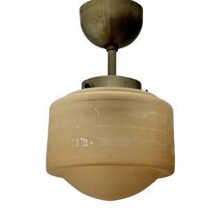 Scandinavian Modern Pendant Lamp in Havana Glass and Steel, Sweden, 1930s For Sale