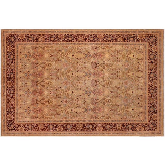 Burgundy Elegant Pak-Persian Gold/Drk. Red Wool Rug - 9'0'' X 11'3'' For Sale - Image 8 of 9