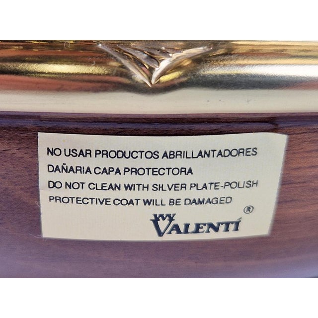 Vintage Valenti Gold Plated Centerpiece Bowl on Walnut Base, 1990s For Sale - Image 14 of 17