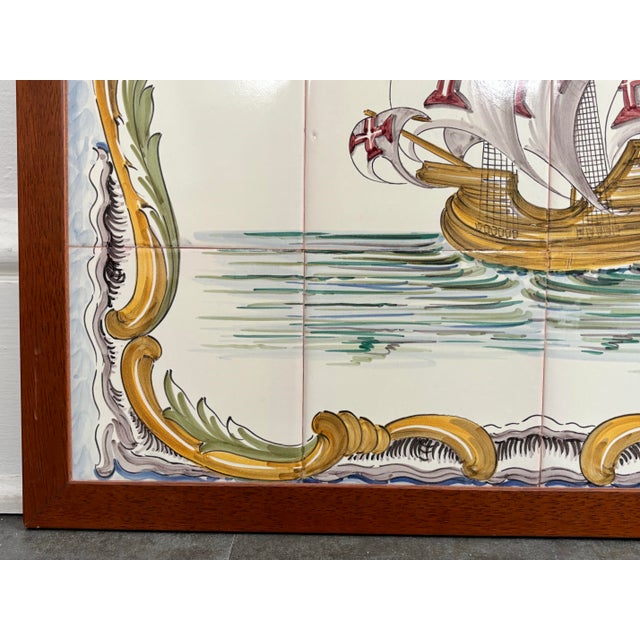 Mid 20th Century Italian Delft Inspired Majolica Tile Wall Mural Backsplash Art For Sale - Image 5 of 10