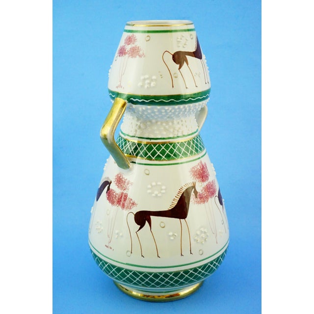 Vintage Ceramic Vase with Stylized Horses by Serafino Volpi, Italy, 1950s For Sale - Image 13 of 18