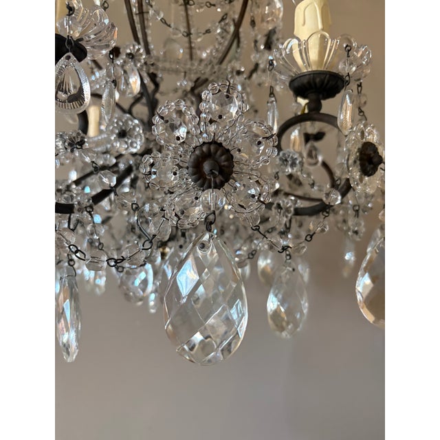 Italian 1950s Italian Mid-Century Florentine Crystal Chandelier For Sale - Image 3 of 5