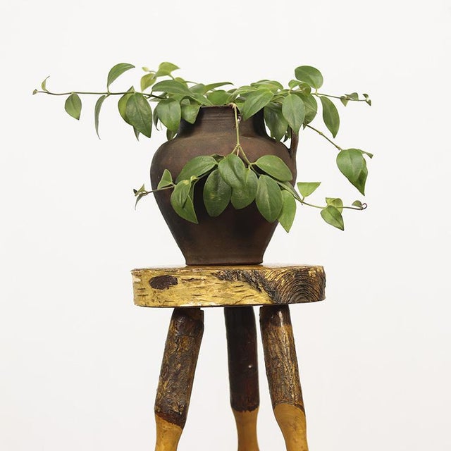 Rustic Farmhouse Folk Art Side Table / Pedestal in Beech For Sale - Image 10 of 11