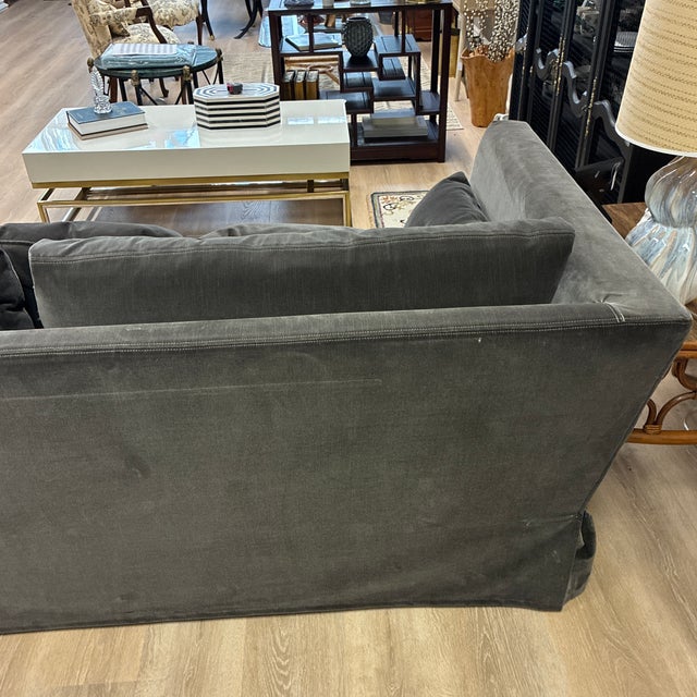 Restoration Hardware Restoration Hardware (Rh) Cloud Performance Velvet Slip Cover Bench Cushion Couch For Sale - Image 4 of 7