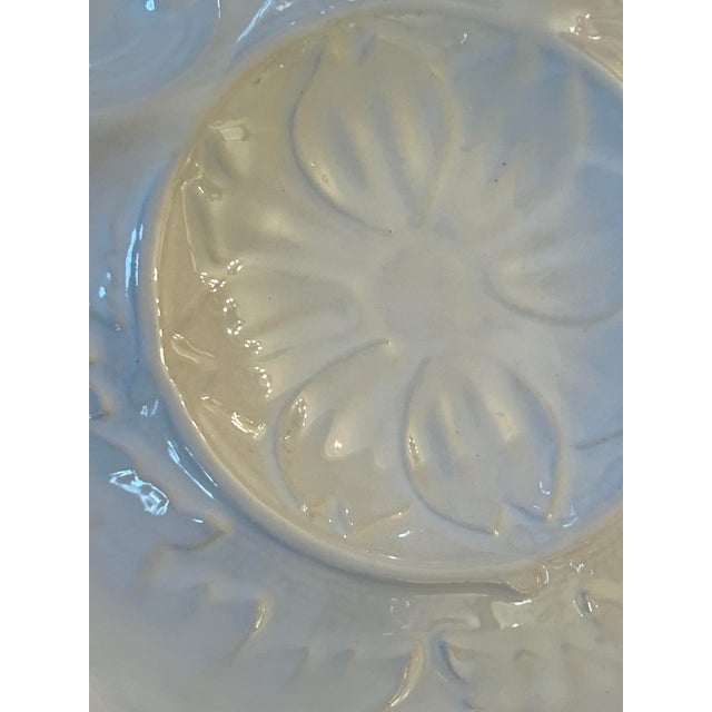 Late 20th Century Vintage 9” White Majolica Style Artichoke Plates From Portugal - A Set of 4 For Sale - Image 5 of 8