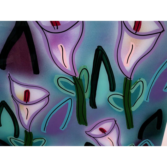 1990s 1990s Jack Shultz Modern Tulips Reverse Acrylic Painting on Plexi Glass For Sale - Image 5 of 8