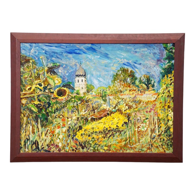 Fraueninsel / Chiemsee With Monastery and Garden, 1994 – Oil Painting by Alexander Michael For Sale