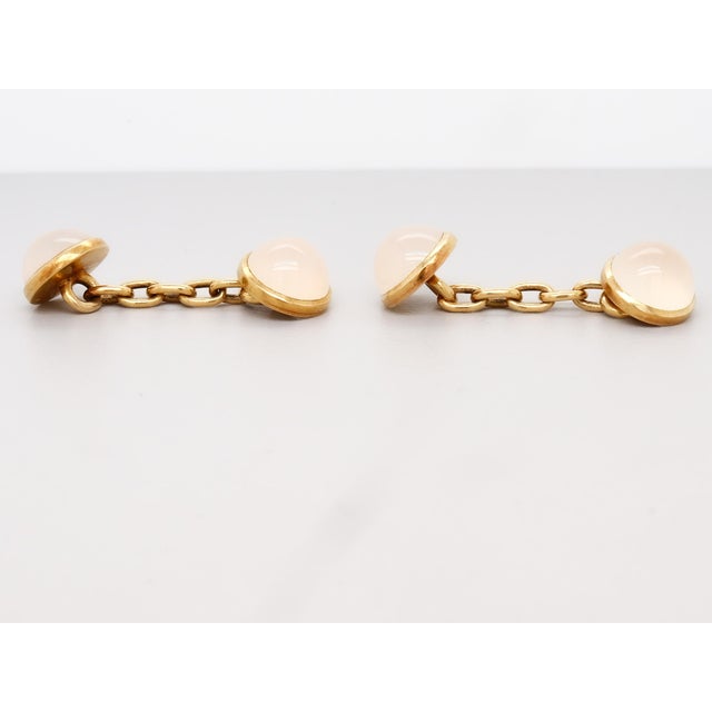 Vintage 18k Gold & Moonstone Cabochon Cufflinks For Sale In Philadelphia - Image 6 of 11