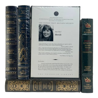 1990s-2000 Vintage Franklin Library, Signed First Edition Society Collection, Leather Books - 5 Pieces. For Sale