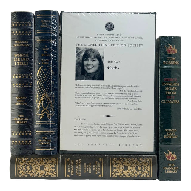 1990s-2000 Vintage Franklin Library, Signed First Edition Society Collection, Leather Books - 5 Pieces. For Sale