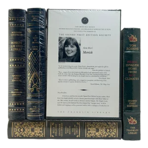 1990s-2000 Vintage Franklin Library, Signed First Edition Society Collection, Leather Books - 5 Pieces.